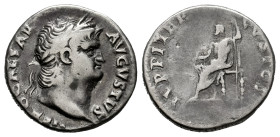 Nero. Denarius. 64-65 d.C. Rome. (Ric-I 53). (Bmcre-75). (Rsc-119). Anv.: NERO CAESAR AVGVSTVS, laureate head to right. Rev.: IVPPITER CVSTOS, Jupiter...