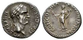 Galba. Denarius. 68 AD. Tarraco?. (Ric-49). (Bmc-217). (Rsc-34). Anv.: SER GALBA IMPERATOR Laureate head of Galba to right. Rev.: CONCORDIA PROVINCIAR...