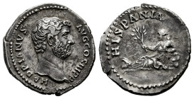 Hadrian. Denarius. 134-138 AD. Rome. (Ric-306). (Rsc-834). Anv.: HADRIANVS AVG COS III P P, bare head right. Rev.: HISPANIA, Hispania reclining left, ...