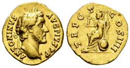 Antoninus Pius. Aureus. 147 AD. Rome. (Ric-147c). (Bmcre-557). (Calicó-1655). Anv.: ANTONINVS AVG PIVS P P, laureate head right. Rev.: TR PO T COS III...