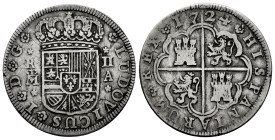Luis I (1724). 2 reales. 1724. Madrid. A. (Cal-20). (Bustos-Md2R-24b). Ag. 4,88 g. Date divided by a line. Very scarce. Choice F. Est...300,00. 

Sp...