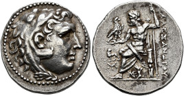 KINGDOM OF MACEDONIA. 
ALEXANDROS III THE GREAT, Tetradrachm, posthumous, Miletus, about 190-165. AR 16.91 g. Unbearded head of Heracles r., wearing ...