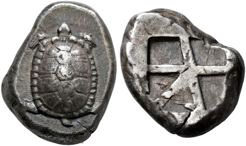 ATTICA. 
AEGINA. Stater, about 457-431. AR 12.06 g. Tortoise. Rev. Incuse squar...