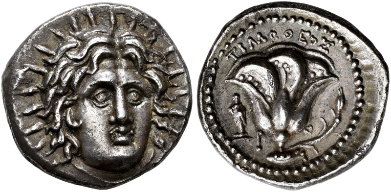 ISLANDS OFF CARIA. 
RHODOS. Didrachm, about 250-230. AR 6.53 g. Radiate, facing...