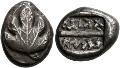 ISLANDS OFF CARIA. 
KAMEIROS. Stater, about 500-480. AR 11.90 g. Fig leaf, no sprouts. Rev. Incuse square, divided by large bar into two incuse recta...