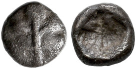ISLANDS OFF CARIA. 
KAMEIROS. Obol, about 500-460. AR 0.67 g. Fig leaf. Rev. Deep incuse square. Klein, KM 67, 548; SNG Keckman I, 329; Traité I, pl....