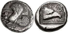 ISLANDS OFF CARIA. 
IALYSOS. Stater, about 510-480. AR 13.77 g. Forepart of winged boar l. Rev. IAΛYΣION Head of eagle r., in the upper r. edge, flor...
