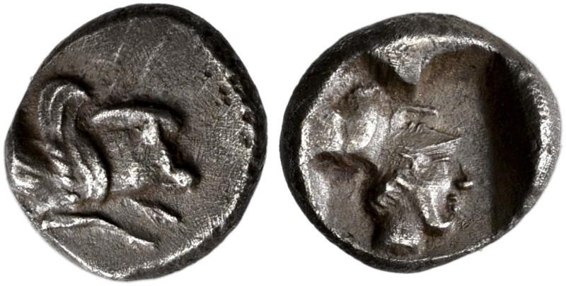 ISLANDS OFF CARIA. 
IALYSOS (?) Diobol (?), about 460-440. AR 1.23 g. Forepart ...