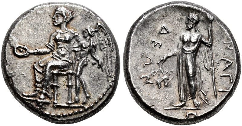 CILICIA. 
NAGIDOS. Stater, about 380-360. AR 10.58 g. Aphrodite, wearing long c...