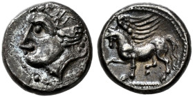 PANNONIA. 
Obol, about 2nd c. BC. AR 0.93 g. Male head l. Rev. Pegasus flying l. Cf. Auction Gorny & Mosch - Giessener Münzhandlung, Munich 151 2006)...