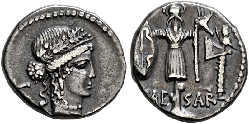 IMPERATORIAL COINAGE. 
C. JULIUS CAESAR, died 44 BC. Denarius, mint moving with...