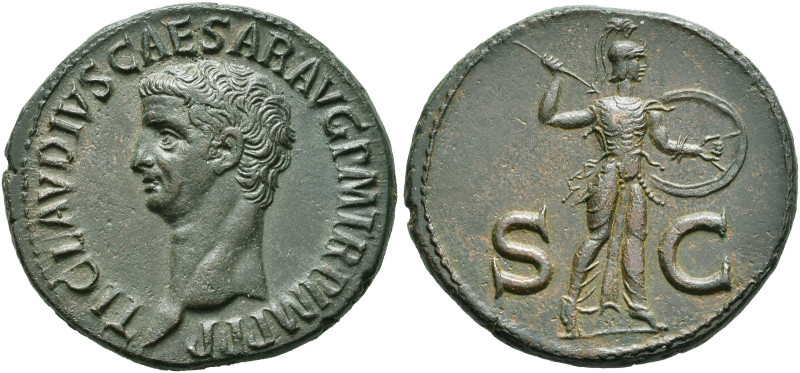 COINS OF THE ROMAN EMPIRE. 
CLAUDIUS, AD 41-54. As, 42-43. AE 12.03 g. TI CLAVD...