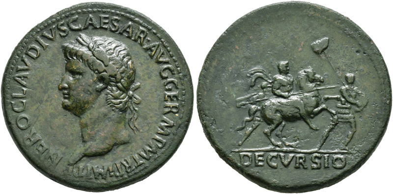 COINS OF THE ROMAN EMPIRE. 
NERO, AD 54-68. Sestertius, about 63. AE 27.85 g. N...