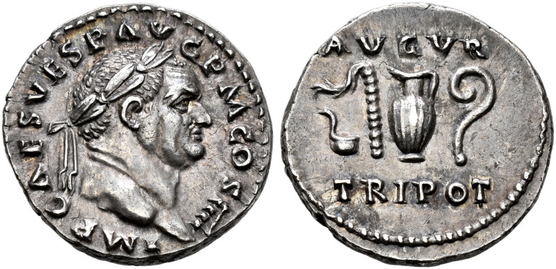 COINS OF THE ROMAN EMPIRE. 
VESPASIAN, AD 69-79. Denarius, 72-73. AR 3.19 g. IM...