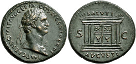 COINS OF THE ROMAN EMPIRE. 
DOMITIANUS, AD 81-96. As, 85. AE 10.80 g. IMP CAES DOMIT AVG GERM - COS XI CENS PER PP Laureate head r., aegis on l. shou...