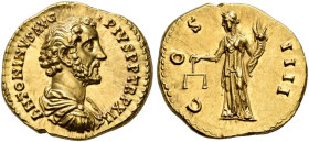 COINS OF THE ROMAN EMPIRE. 
ANTONINUS PIUS, AD 138-161. Aureus, 148-149. AV 7.34 g. ANTONINVS AVG - PIVS PP TR P XII Bar-headed, draped and cuirassed...