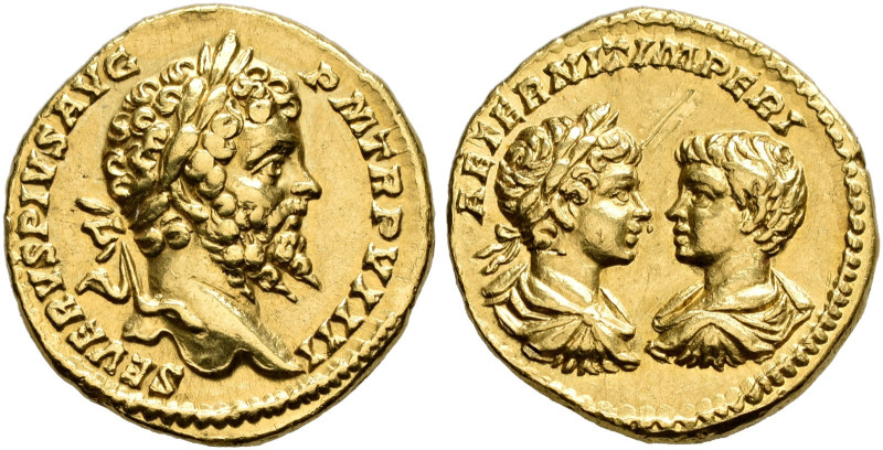 COINS OF THE ROMAN EMPIRE. 
SEPTIMIUS SEVERUS, AD 193-211. Aureus with Caracall...