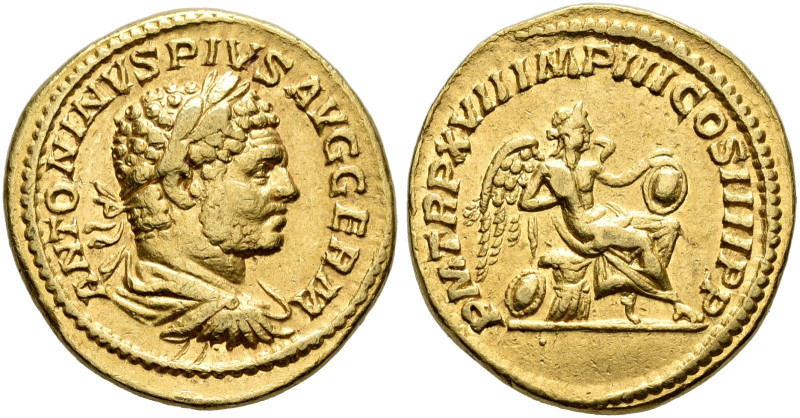 COINS OF THE ROMAN EMPIRE. 
CARACALLA, AD 198-217. Aureus, 214. AV 7.43 g. ANTO...