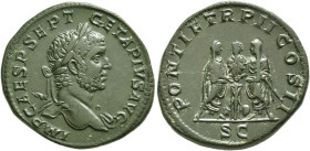 COINS OF THE ROMAN EMPIRE. 
GETA, AD 209-212. Sestertius, about 210. AE 21.53 g. IMP CAES P SEPT - GETA PIVS AVG Laureate head r., seen from rear, dr...