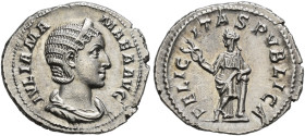 COINS OF THE ROMAN EMPIRE. 
JULIA MAMAEA, mother of Severus Alexander, died 235 AD. Denarius. AR 2.95 g. IVLIA MA - MAEA AVG Draped and diademed bust...