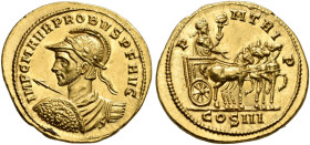 COINS OF THE ROMAN EMPIRE. 
PROBUS, AD 276-282. Aureus, Siscia, about 279. AV 6.37 g. IMP C M AVR PROBVS PF AVG Draped, cuirassed facing bust, head t...