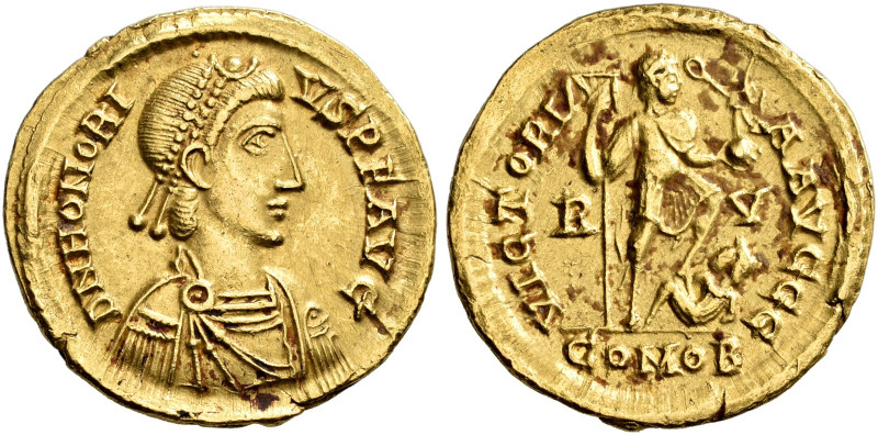 COINS OF THE ROMAN EMPIRE. 
HONORIUS, AD 393-423. Solidus, Ravenna, about 402-4...