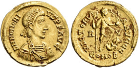 COINS OF THE ROMAN EMPIRE. 
HONORIUS, AD 393-423. Solidus, Ravenna, about 402-408. AV 4.44 g. DN HONORI - VS PF AVG Diademed, draped and cuirassed bu...