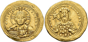 BYZANTINE EMPIRE. 
CONSTANTINUS VIII, AD 1025-1028. Histamenon Nomisma, Constantinople. AV 4.38 g. +IhS XIS ReX ReG - NANTIynm Facing bust of Christ ...