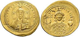 BYZANTINE EMPIRE. 
MICHAEL IV THE PAPHLAGONIAN, AD 1034-1041. Histamenon Nomisma, Constan­tinople. AV 4.40 g. +IhS XIS ReX RegNANTInm Bearded bust fa...