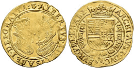 BELGIUM. TOURNAI. 
Albert and Isabella, 1598-1621. 2 Ducats AV 6.93 g. Crowned busts of Albert and Isabella facing each other. Rev. Crowned coat of a...