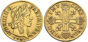 FRANCE. ROYAUME. 
Louis XIII, 1610-1643. Louis d'or à la mèche longue 1641, Paris. 6,65 g.Gadoury 58; Fr. 410.
Very fine-extremely fine

Provenanc...
