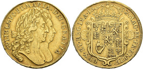 GREAT BRITAIN. UNITED KINGDOM. 
William III and Mary, 1688-1694. 5 Guineas 1692. Tower (London) mint. Dually dated RY quarto and 1692. GVLIELMVS · ET...