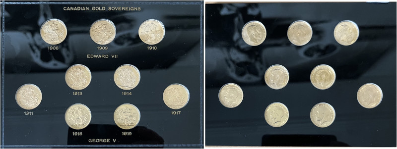 BRITISH CANADA. 
Set of Canadian Gold Sovereigns 1908, 1909, 1910, 1911, 1913, ...