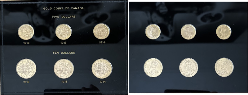 BRITISH CANADA. 
Set of Ten Dollars & Five Dollars 1912, 1913 & 1914. Royal Min...