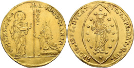 ITALIA. VENEZIA. 
Lodovico Manin, 1789-1797. 10 Zecchini ND. AV 34,50 g. LVDOV MANIN - S M VENET. S. Marco nimbato, stante a sinistra, porge il vessi...