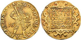 THE NETHERLANDS. ZEELAND. 
Province. 2 Ducats 1654. Standing knight // Tablet with legend. 6,96 g. Delmonte 881; Fr. 306.
Very fine-extremely fine
...