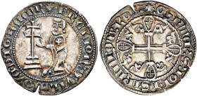 RHODOS. Knights of St. John. 
Hélion de Villeneuve, 26th Grand Master, 1319-1346. Gigliato n.d. AR 3,86 g. c·FR·eLIOn•D• VILanOVa·DÆI·GRamR Grand Mas...