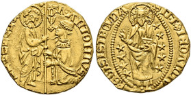 RHODOS. Knights of St. John. 
Anton Fluvian, 34th Grand Master, 1421-1437. Ducat n.d. AV 3,38 g 9. F·aNTONIVS·-D/V/X-S/ M/V/e/N/e/T/I Grand Master kn...