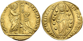 RHODOS. Knights of St. John. 
Pierre d'Aubusson, 40th Grand Master, 1476-1503. Zecchino n.d. AV 3,44 g. RICVS.DAMB - S/I/O/h/A/N/I/S/ . The Grand Mas...
