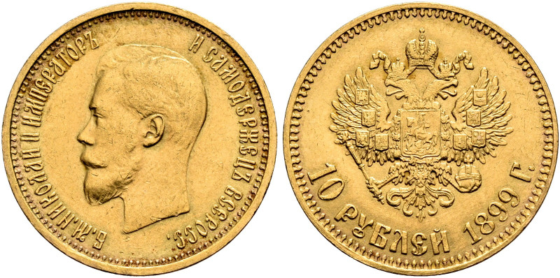 RUSSIA. TSARDOM, UNTIL 1917. 
Nicholas II, 1894-1917. 10 Roubles 1899. Mintmast...