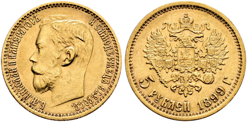 RUSSIA. TSARDOM, UNTIL 1917. 
Nicholas II, 1894-1917. 5 Roubles 1899. Mintmaste...
