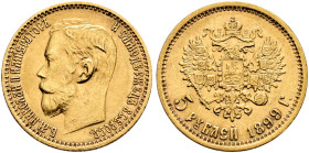 RUSSIA. TSARDOM, UNTIL 1917. 
Nicholas II, 1894-1917. 5 Roubles 1899. Mintmaster: Elikum Babajanz. Kazakov 159; Bitkin 23; Severin 565; Friedberg 180...