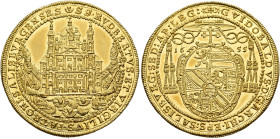 DIE GEISTLICHKEIT IN DEN HABSBURGISCHEN ERBLANDEN. SALZBURG, ERZBISTUM. 
Guidobald von Thun und Hohenstein, 1654-1668. 5 Dukaten 1655. Auf die Aufste...