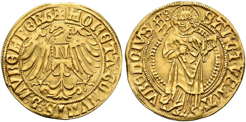 NÜRNBERG. KÖNIGLICHE MÜNZSTÄTTE. 
Maximilian I., 1493-1519. Goldgulden o.J. (um...