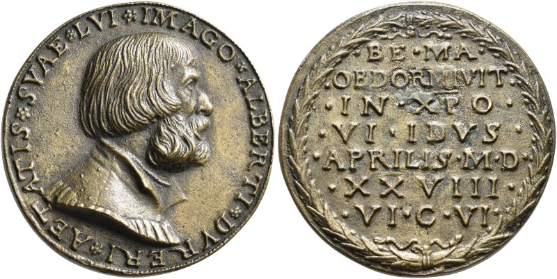 NÜRNBERG. STADT. 
Bronzemgussedaille 1528. Zu Ehren von Albrecht Dürer, von M. ...