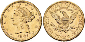 USA. 
5 Dollars 1901. Liberty Head. Fr. 158.
Very fine-­extremely fine

Provenance:
Heritage of a Jewish Canadian family.