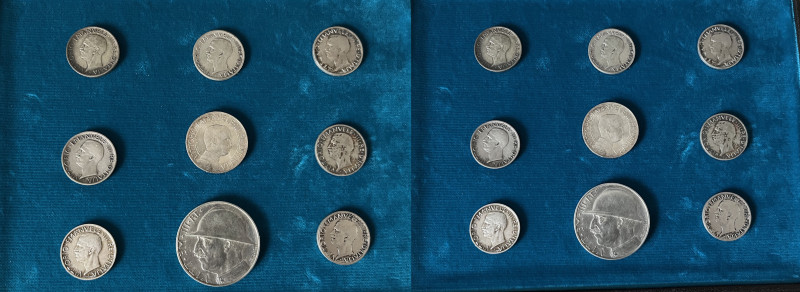 ITALIA. 
9 Monete d'argento di Vittorio Emanuele III Re d'Italia:1 x 20 Lire 19...
