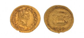 Römisches Kaiserreich, Domitian als Caesar, 69-81, Aureus, 77/78, Rom, 7,48 g. Kopf nach rechts mit Lorbeerkranz CAESAR AVG F - DOMITIANVS // Wölfin s...