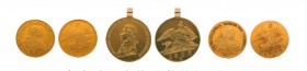 3 Goldmünzen Preussen. Dabei Doppelter Friedrichs d'or 1813A an altem Henkel, Felder beidseitig fein geglättet in sehr schöner-vorzüglicher Erhaltung,...