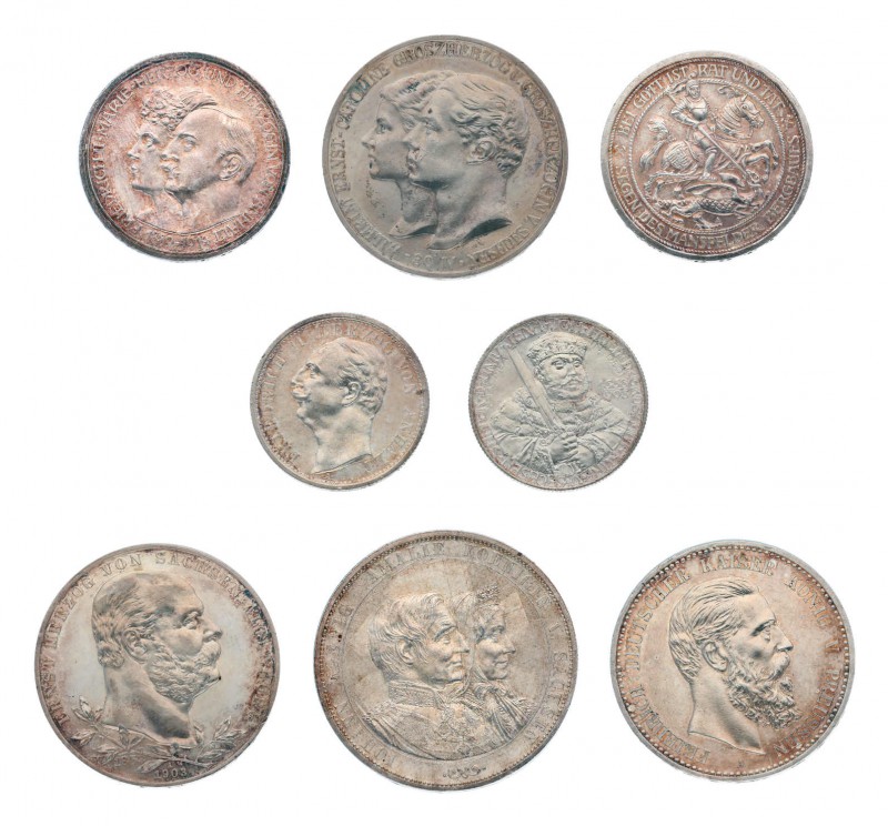 Sammlung der 2, 3 und 5 Markmünzen des Deutschen Kaiserreichs untergebracht in 7...